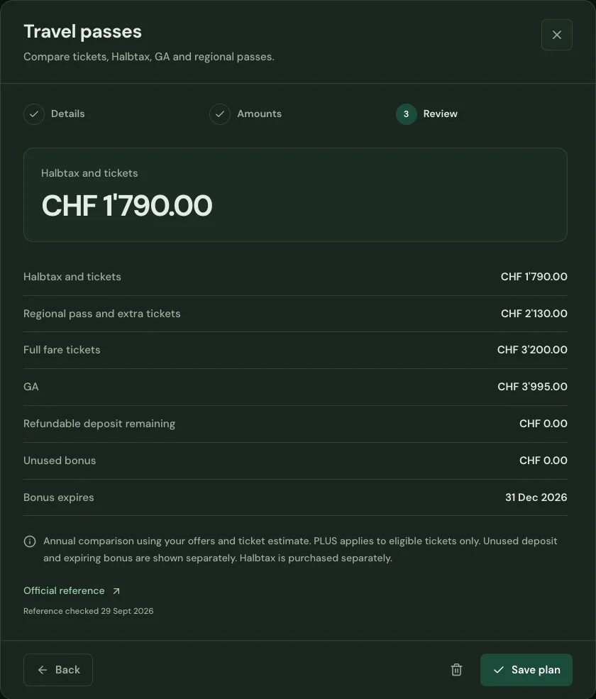 Dashboard preview: Travel passes