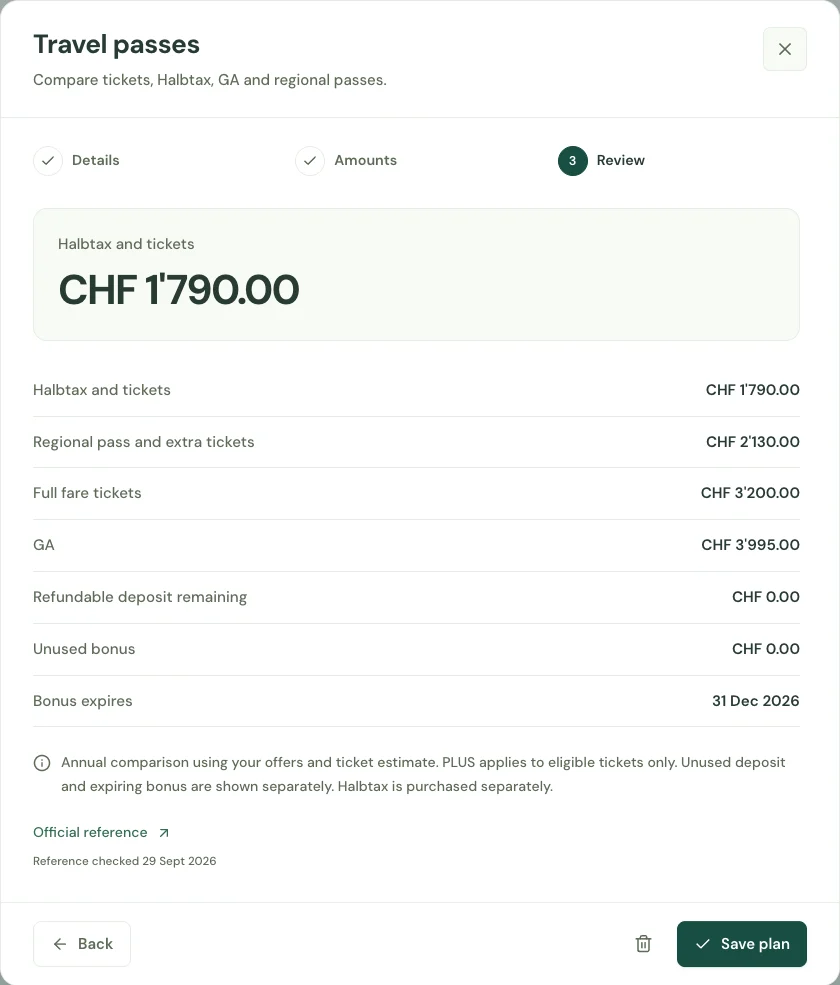 Dashboard preview: Travel passes